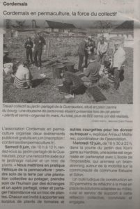 Article paru dans Ouest France pour annoncer l'événement