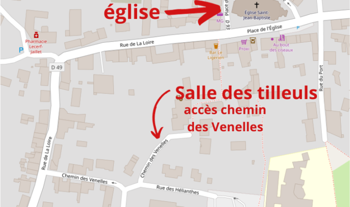 Emplacement de la salle des Tilleuls à Cordemais