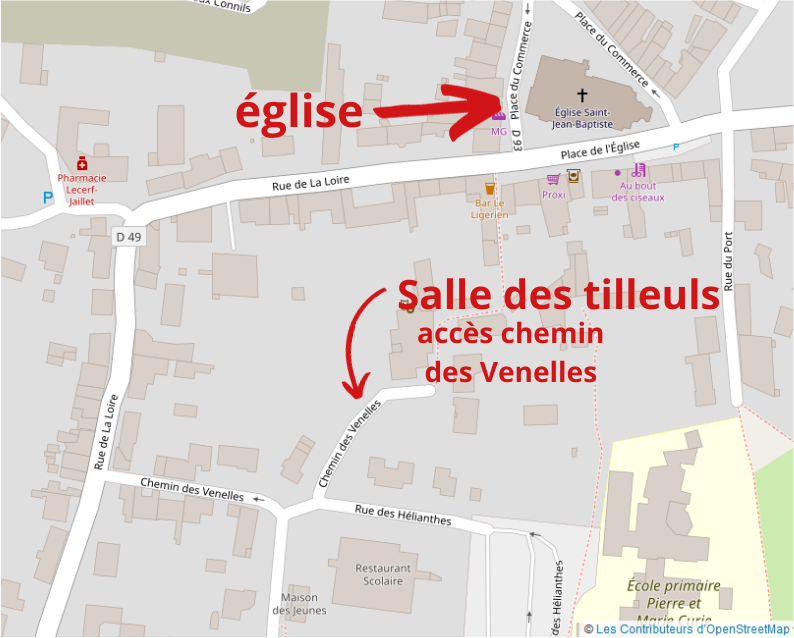 Emplacement de la salle des Tilleuls à Cordemais